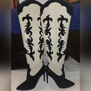 INC Bone/Black Bling Boots